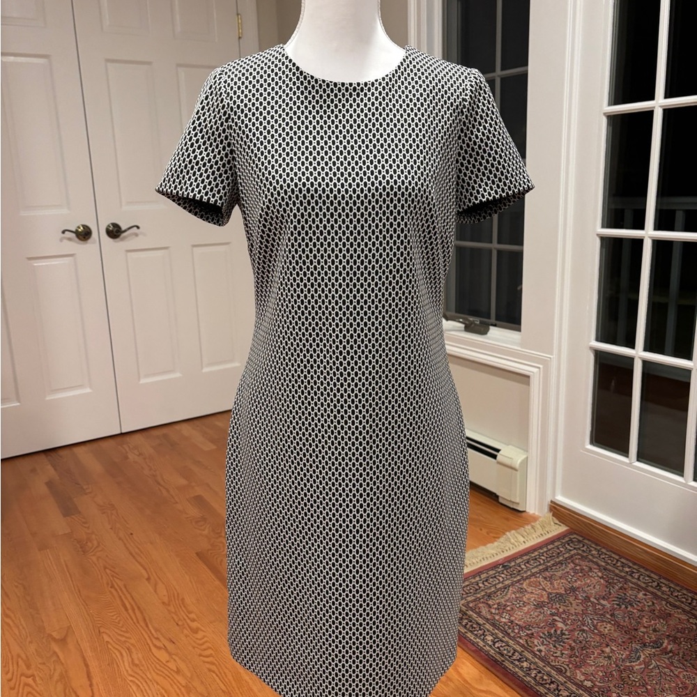 Calvin Klein Black and White Geometric Patterned Dress
